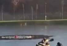 Video: Doi copii au căzut într-un râu după ce gheața s-a spart sub ei