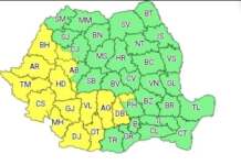 Gorjul sub atenționare meteorologică, cod galben de ploi harta cod galben