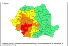 Județul Gorj se află sub avertizare meteorologică COD ROȘU HARTĂ COD ROȘU