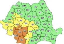 Cod portocaliu de averse torenţiale în toată zona Olteniei. Cât va ține