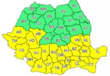 Gorjul și alte 23 de județe, sub avertizare cod galben. Temperaturi extreme urmate de vijelii harta cod galben