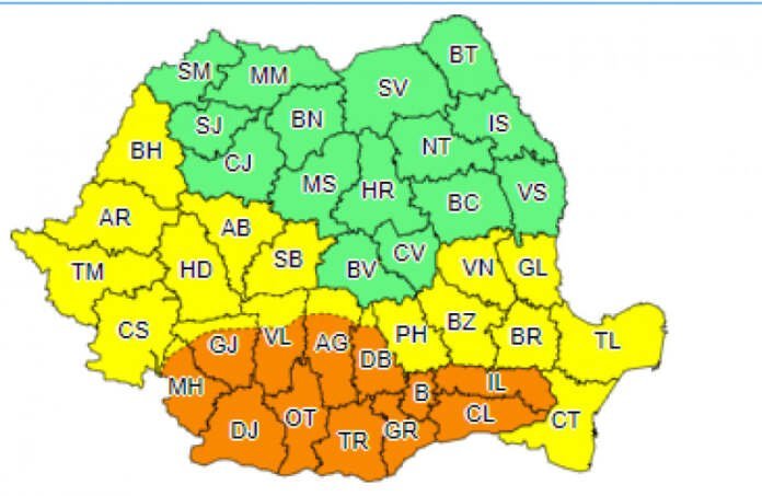 harta temperaturi hartă cod portocaliu