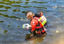 Persoană înecată găsită la 23 m adâncime cu ajutorul dronei subacvatice din dotarea Salvamont Gorj