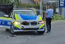 BMW-ul polițiștilor gorjeni, implicat într-un accident