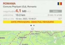 Un nou cutremur în Gorj de peste 4 grade
