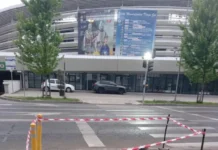 Accident în Târgu Jiu: Semaforul din fața Primăriei Municipiului doborât