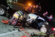 Foto: Accident cumplit în pădure la Arcani. Două mașini s-au făcut praf