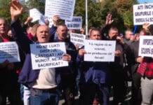 Protest al minerilor și siderurgiștilor în fața Guvernului României pe tema legii pensiilor