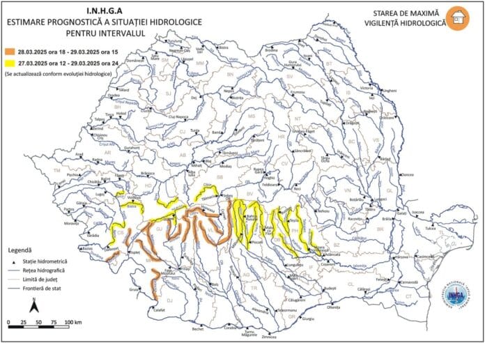 harta inundatii cod portocaliu inundații