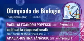 Elevii Colegiului Național „Tudor Vladimirescu” din Târgu Jiu, premiați la Olimpiada Județeană de Biologie