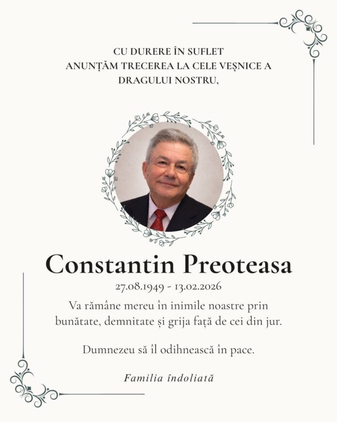preoteasa Doliu în Gorj: Constantin Preoteasa, fost director al DGASPC Gorj, a murit la 77 de ani
