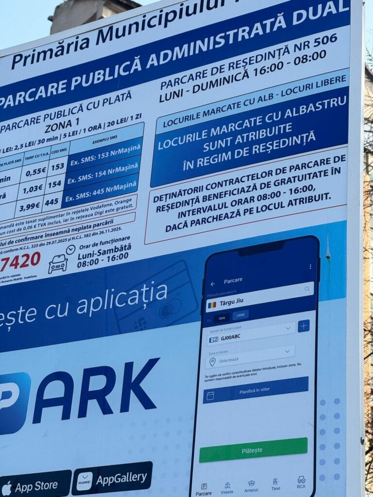 Parcările de reședință din zona Piața Mare nu mai sunt „rezervate” non-stop – oricine poate ocupa locul, contra cost