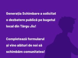 Dezbatere publică pentru bugetul din Târgu Jiu: inițiativă civică lansată de Asociația Generația Schimbare