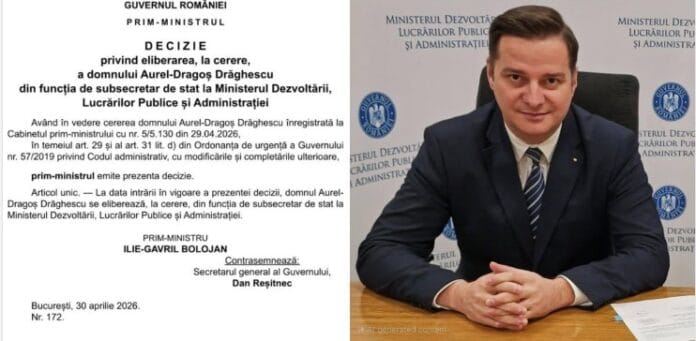 Demisie la vârful Ministerului Dezvoltării: gorjeanul Dragoș Drăghescu părăsește funcția de subsecretar de stat Demisie la vârful Ministerului Dezvoltării: gorjeanul Dragoș Drăghescu părăsește funcția de subsecretar de stat