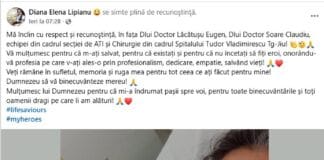 Mesaj emoționant al unei paciente din Gorj pentru medicii care i-au salvat viața: „Veți rămâne în ruga și sufletul meu”