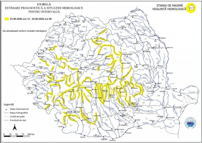 cod galben Hidrologii au emis Cod Galben în Gorj. Ce zone sunt vizate de riscul de inundații