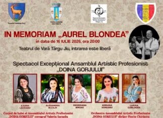 Spectacol „In Memoriam Aurel Blondea”, la Târgu Jiu. Intrarea este liberă la evenimentul dedicat promovării folclorului gorjenesc Spectacol „In Memoriam Aurel Blondea”, la Târgu Jiu. Intrarea este liberă la evenimentul dedicat promovării folclorului gorjenesc